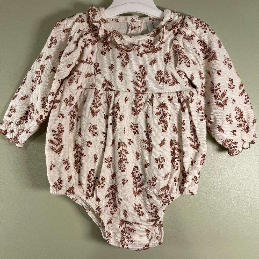 Gerber Cream and Brown Baby Bubble Romper